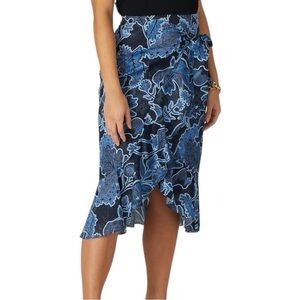 parker Floral lightweight cotton Wrap Skirt floral ocean vibes midi length